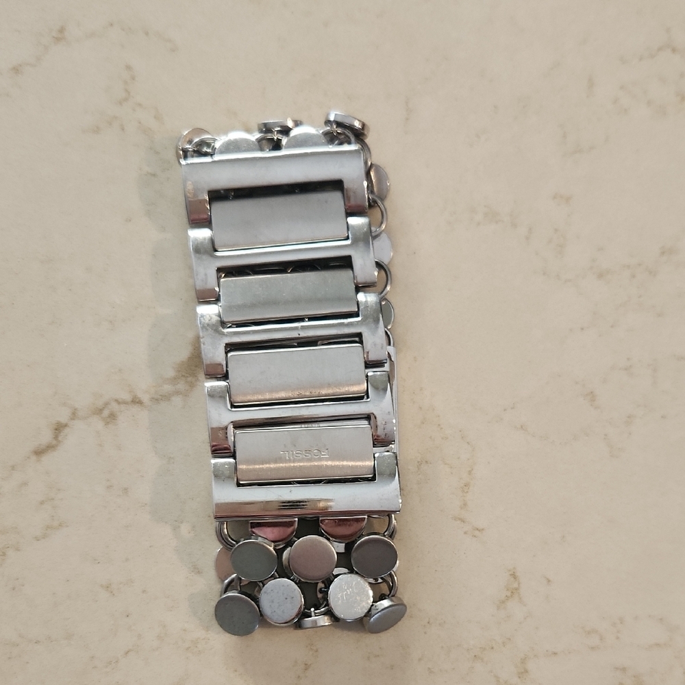 Fossil Silver Rectangular Watch With Circular Lin… - image 3